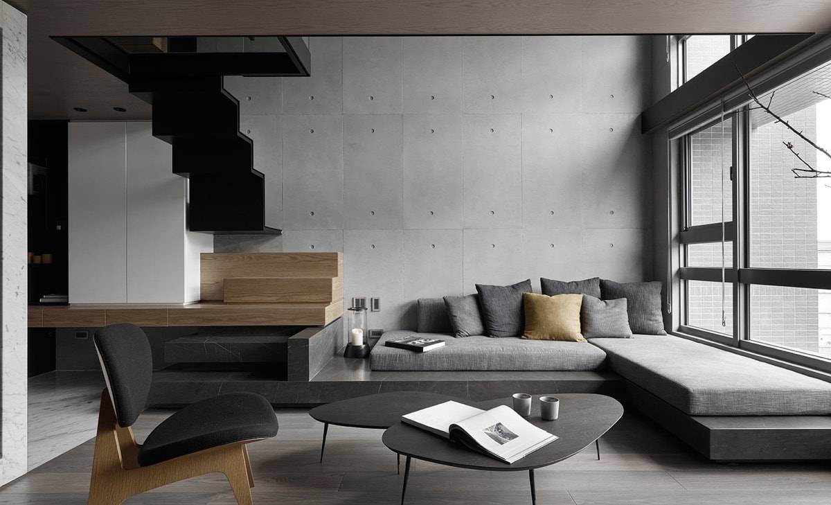 nha-cap-4-duoi-300-trieu-concrete-wall-zigzag-staircase-gray-color-schemes-living-room-1-min